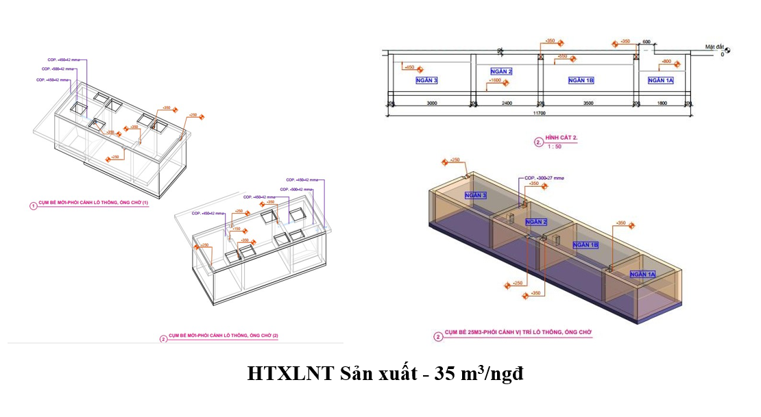 Hình ảnh 3D của HTXLNT 35 m3/ ngày đêm